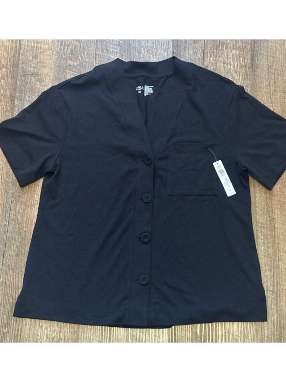 NWT Our Most Loved Cotton Button Front Tee XS Black Soma Lounge Casual Comfort